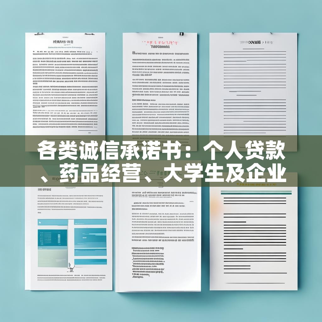 各类诚信承诺书：个人贷款、药品经营、大学生及企业诚信承诺