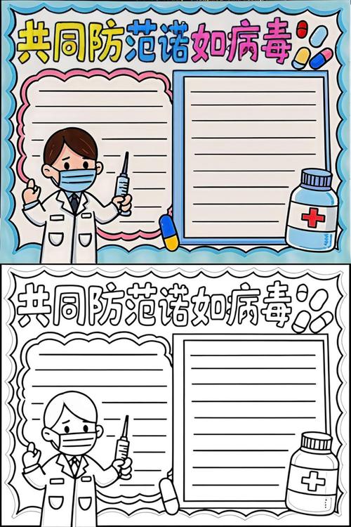 病毒宣传海报模板及多种病毒手抄报绘制方法与主题设计