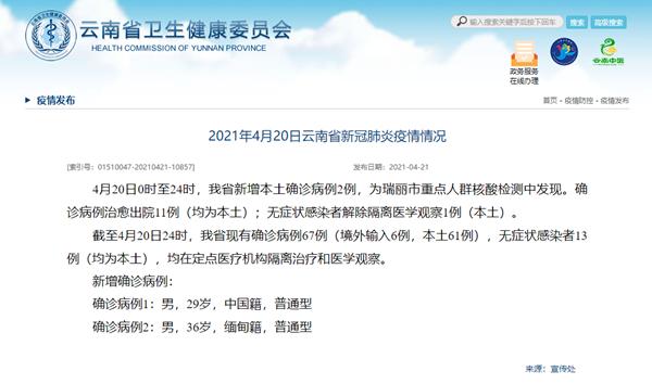 云南昨日新增本土确诊病例情况：瑞丽、盈江等地病例详情